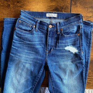 Madewell High-Rise Skinny Blue Distressed Jeans Size 24 — Distressed Knees & Poc
